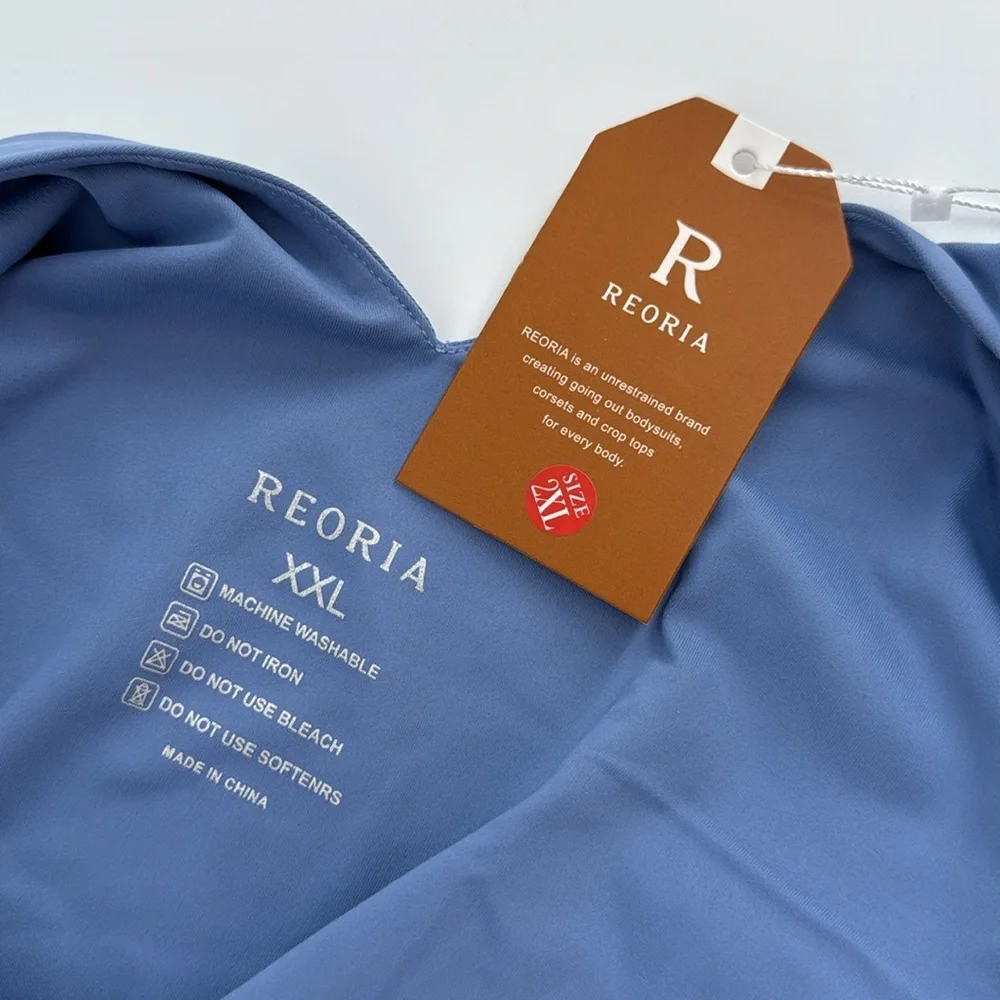 NWT reoria Women's Bodysuit But Soft V-neck open back and double lining SIZE XXL